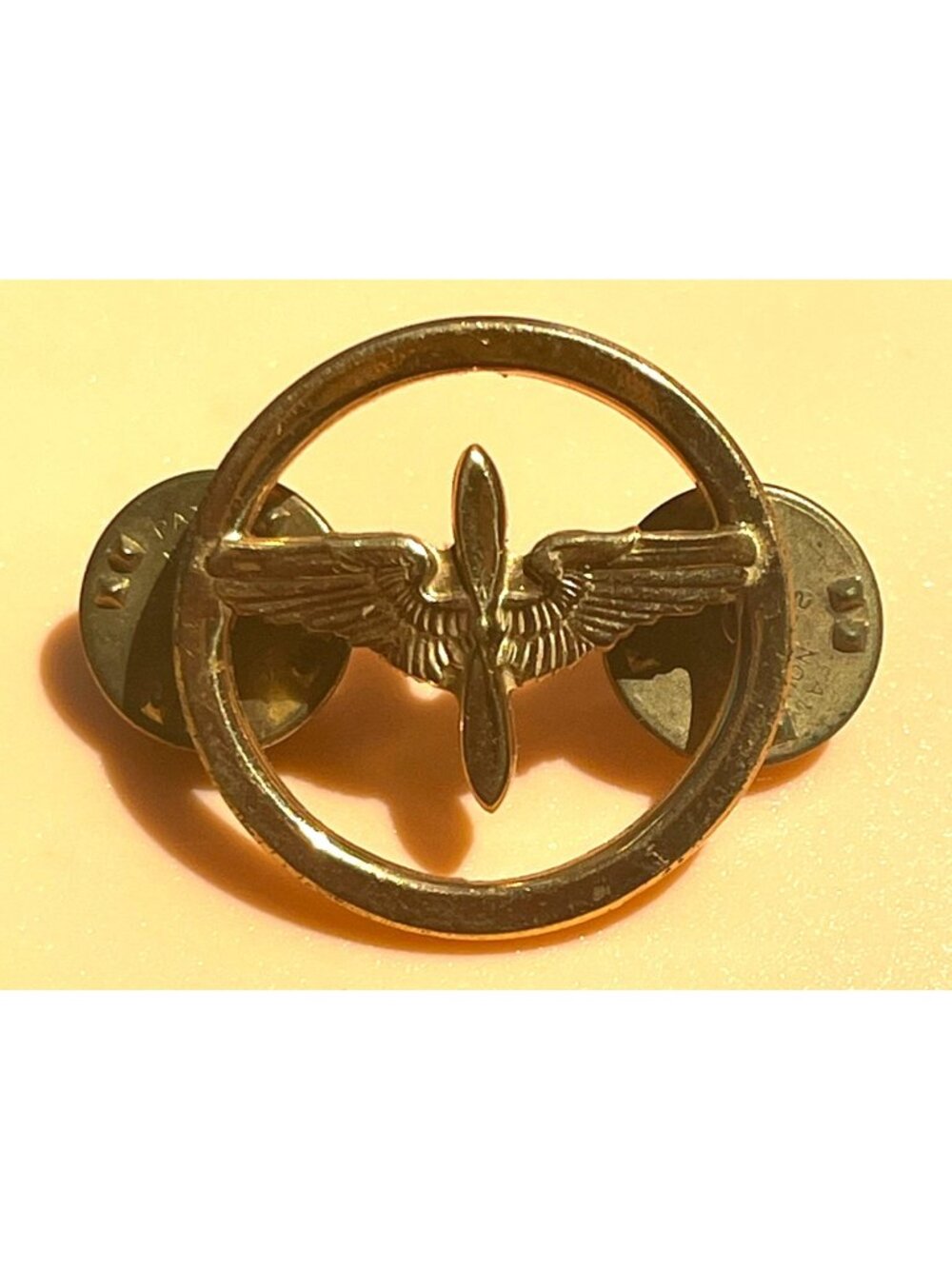 U.S. Army Aviation Winged Propeller Collar Insignia Pin Circa 1940s Vintage